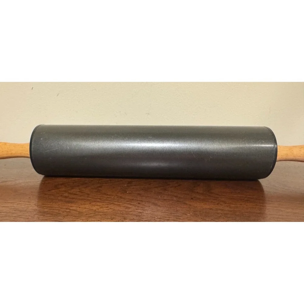 Vintage Black Non-Stick Rolling Pin Wood Handles 17.5